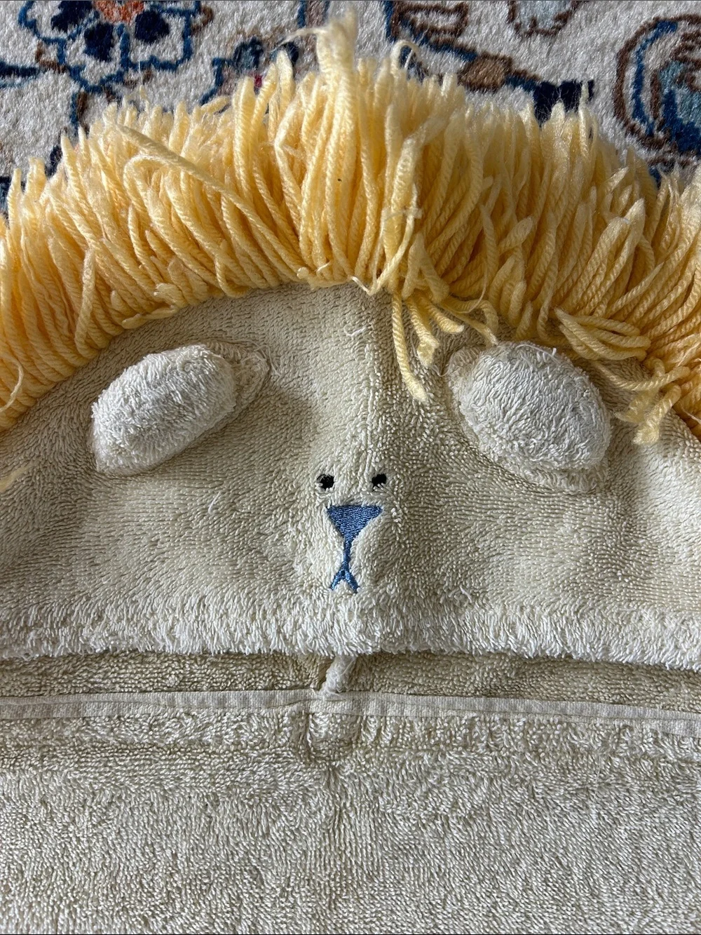 JUDAH the LION Kids Hooded Bath Towel Yellow colton with lion’s mane hood trim